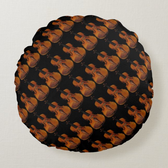 Violin Abstract Round Throw Pillow (Front)