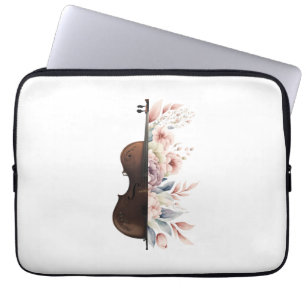 Violin among flowers. Bouquet of flowers. Laptop Sleeve
