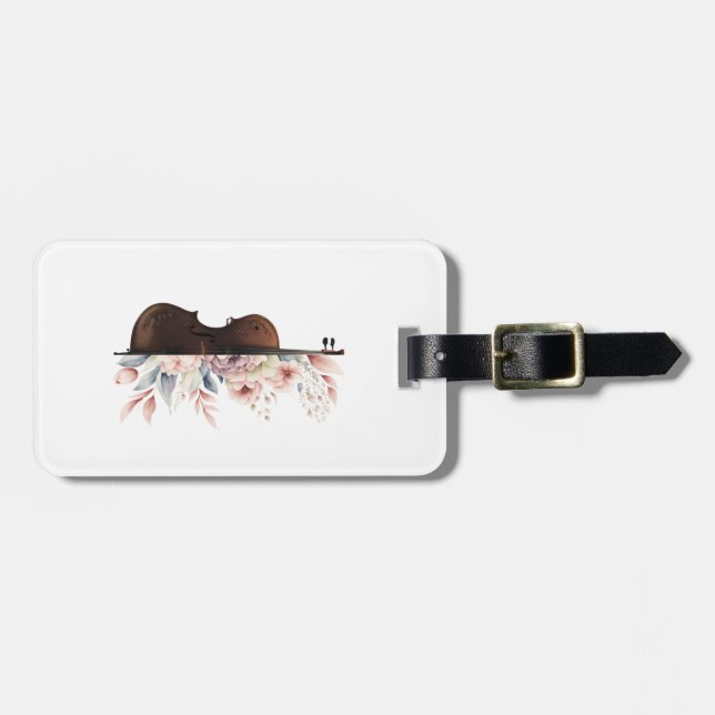 Violin among flowers. Bouquet of flowers. Luggage Tag (Front Horizontal)