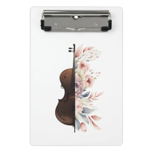 Violin among flowers. Bouquet of flowers. Mini Clipboard