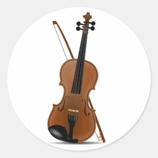 Violin and Bow Classic Round Sticker