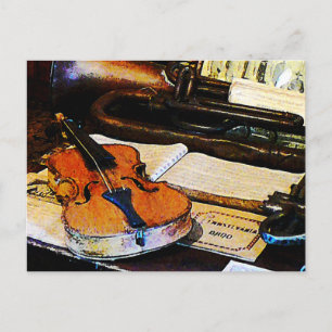 Violin and Bugle Postcard