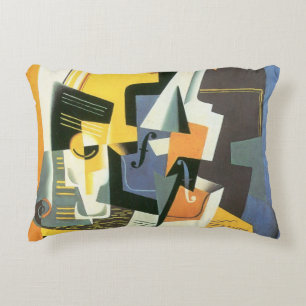 Violin and Glass by Juan Gris, Vintage Cubism Decorative Cushion