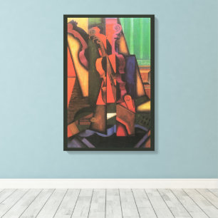 Violin and Guitar by Juan Gris, Vintage Cubism Art Canvas Print