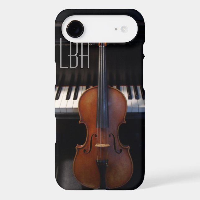 Violin and Piano Keyboard with Custom Monogram Case-Mate iPhone Case (Back)