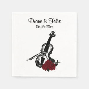 Violin and Roses Music Wedding Napkin