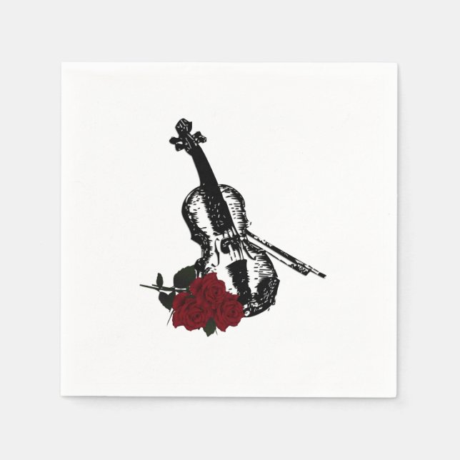 Violin and Roses Napkin (Front)