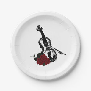 Violin and Roses Paper Plate