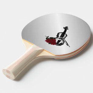 Violin and Roses Silver Ping Pong Paddle
