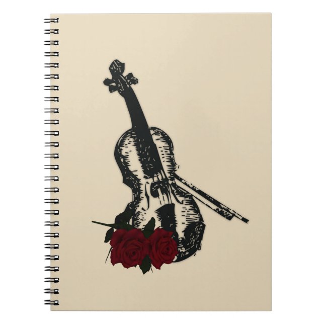 Violin and Roses Spiral Notebook (Front)