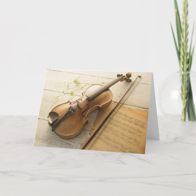 Violin and Sheet Music Card (Front)