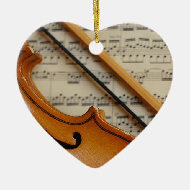 Violin and Sheet Music Ceramic Tree Decoration (Front)