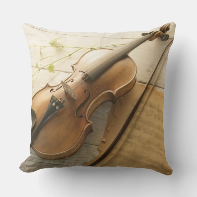 Violin and Sheet Music Cushion (Front)