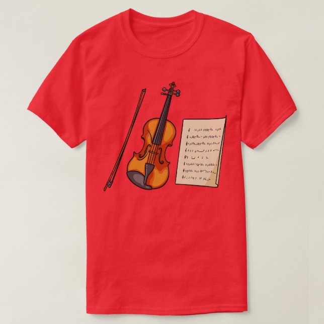 Violin And Sheet Music T-Shirt (Design Front)