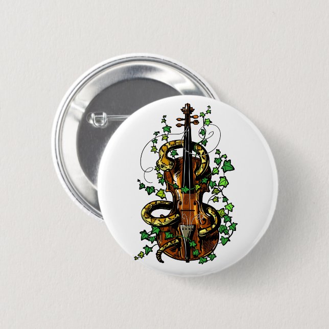 Violin and snake 6 cm round badge (Front & Back)
