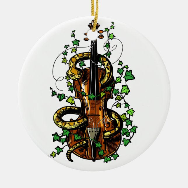 Violin and snake ceramic tree decoration (Front)