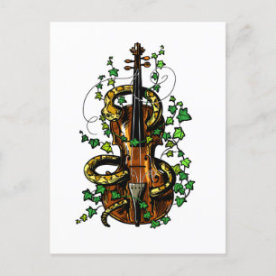 Violin and snake postcard