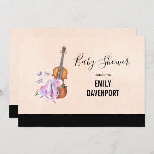 Violin, Ballet Shoes and Butterflies Baby Shower Invitation