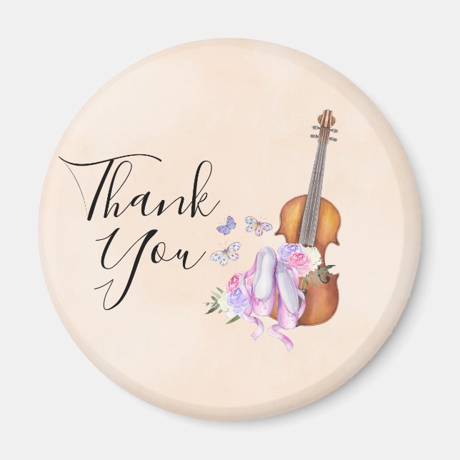 Violin, Ballet Shoes, Flowers and Butterflies Magnet (Front)