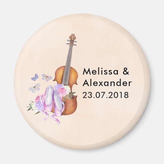 Violin, Ballet Shoes, Flowers and Butterflies Magnet (Front)