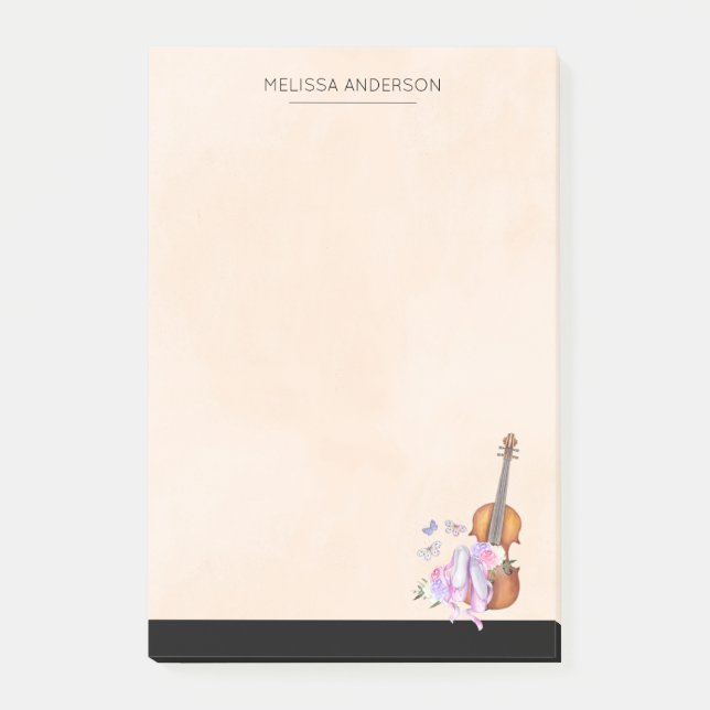 Violin, Ballet Shoes, Flowers and Butterflies Post-it Notes (Front)