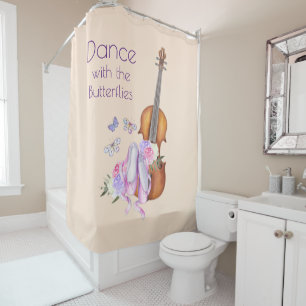 Violin & Ballet Shoes Inspirational Dance Shower Curtain