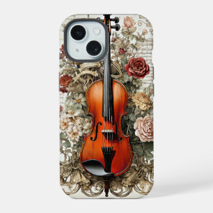 Violin Beauty, floral ornate AI-generated, iPhone 15 Case