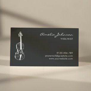 Violin Blue Elegant Professional Music Teacher Business Card