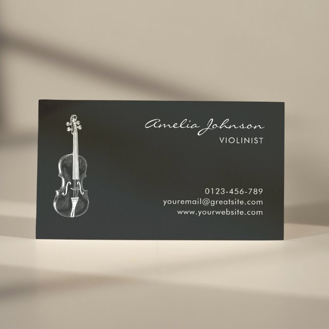 Violin Blue Elegant Professional Music Teacher Business Card (Creator Uploaded)