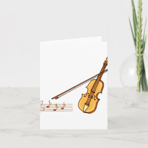 Violin bow and music staff in brown graphic card