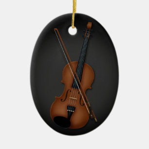 Violin & Bow Classical Music Personalized Black Ceramic Tree Decoration