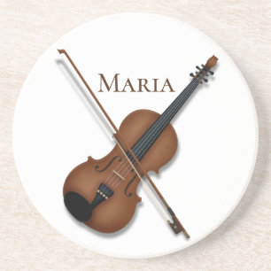 Violin & Bow Elegant Classical Music Personalised Coaster