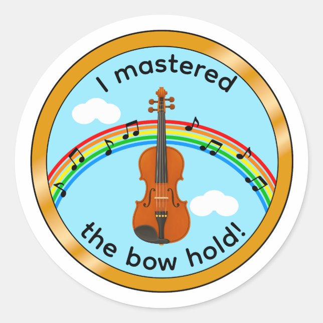 Violin Bow Hold Kids Medal Motivation Sticker (Front)