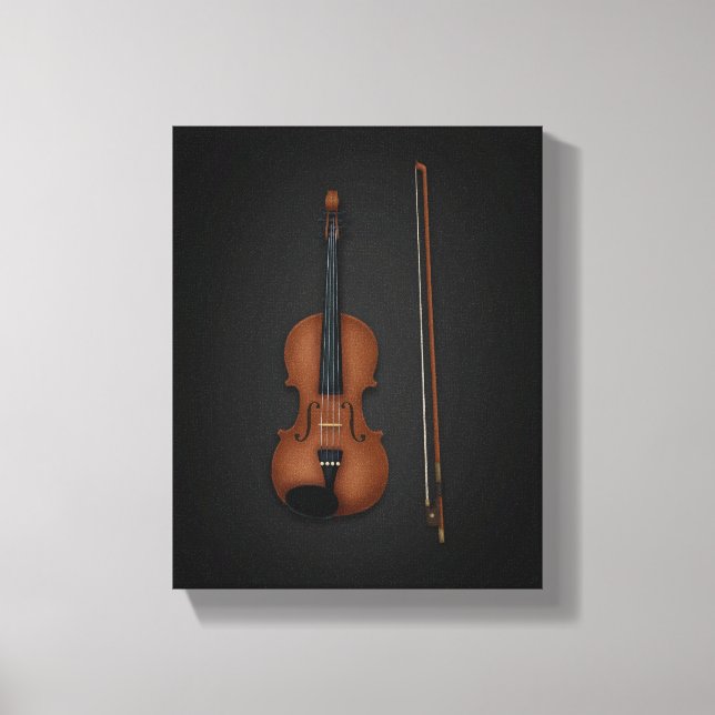 Violin & Bow Side by Side On 11x14 Black Canvas Print (Front)