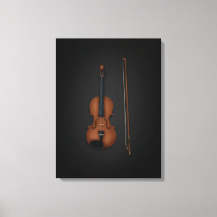 Violin & Bow Side by Side On 18x24 Black Canvas Print