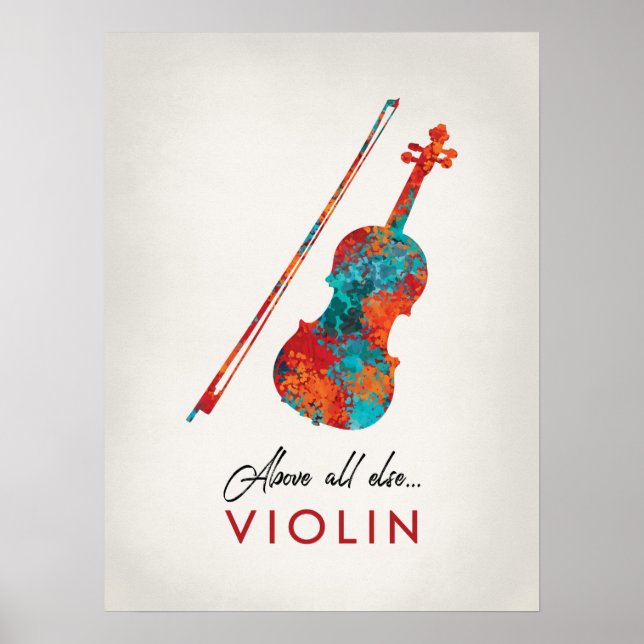 Violin - Bright Colourful Music Poster (Front)
