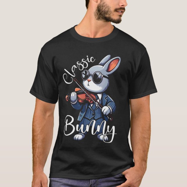 Violin Bunny Rabbit Violinist Fiddle Hare T-Shirt (Front)