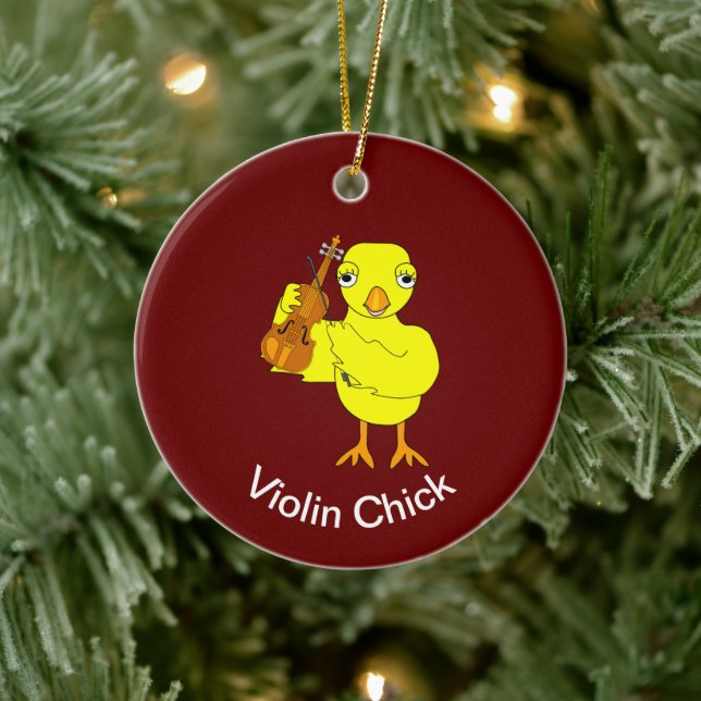 Violin Chick Ceramic Tree Decoration (Tree)