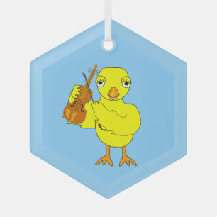 Violin Chick Glass Tree Decoration