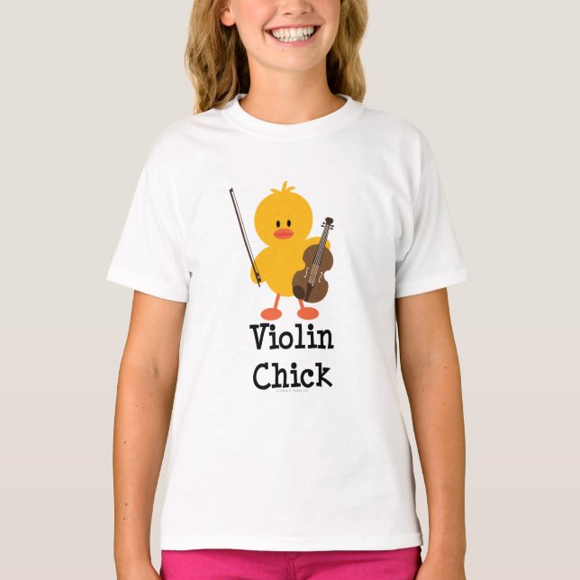 Violin Chick Kids Ringer Tee (Front)