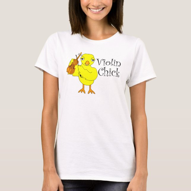 Violin Chick Text T-Shirt (Front)