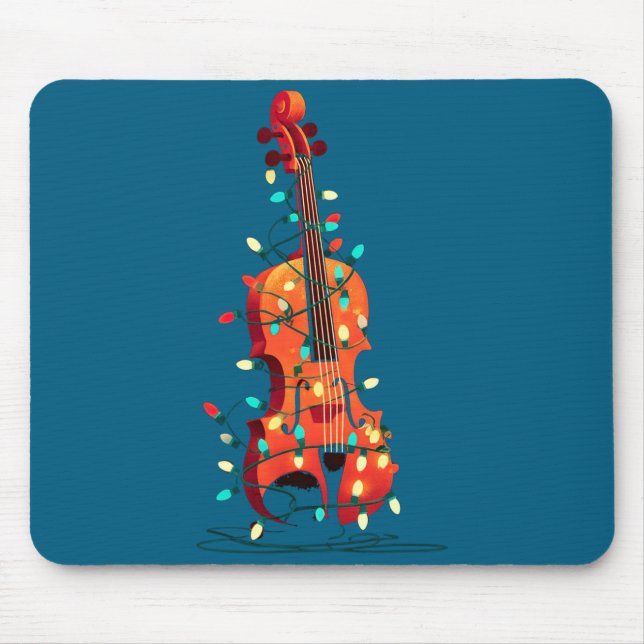 Violin Christmas Graphics Lights Lover Player Viol Mouse Pad (Front)