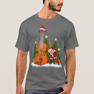 Violin Christmas Lights Santa Dabbing Xmas Family  T-Shirt