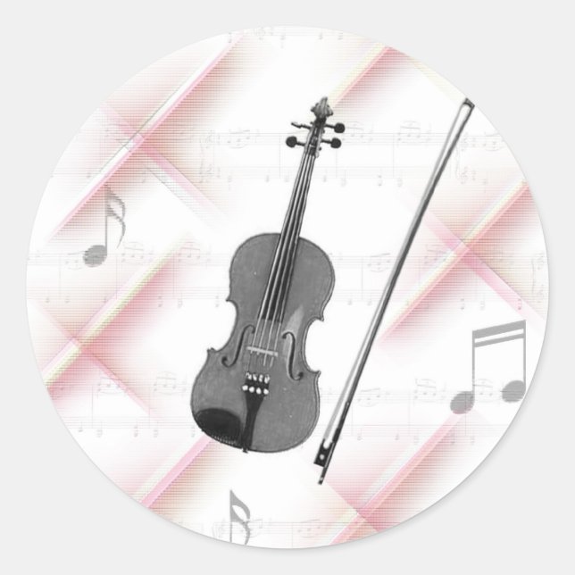 violin classic round sticker (Front)