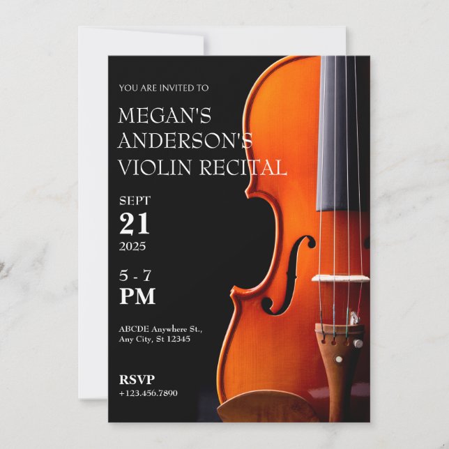 Violin classical music concert recital  invitation (Front)