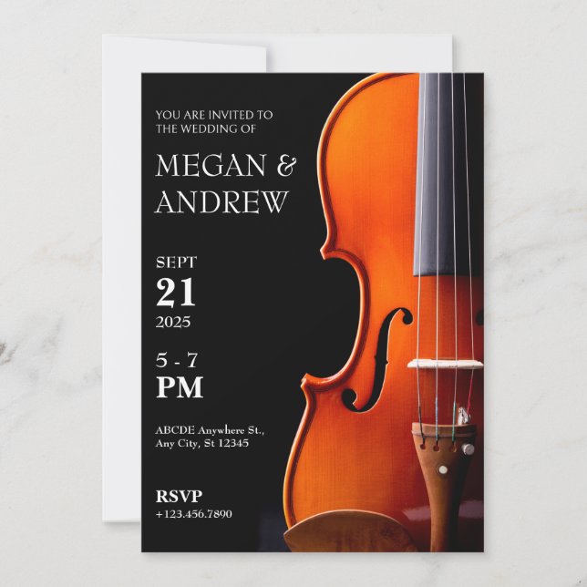 Violin classical music concert Wedding Invitation (Front)