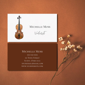 Violin Classical Music Elegant Burgundy Business Card