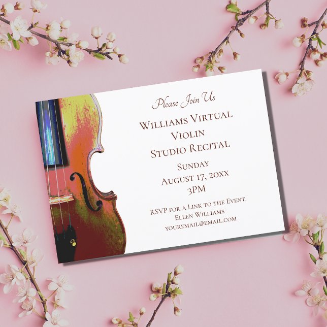 Violin Classical Music Recital Elegant Red Invitation (Creator Uploaded)