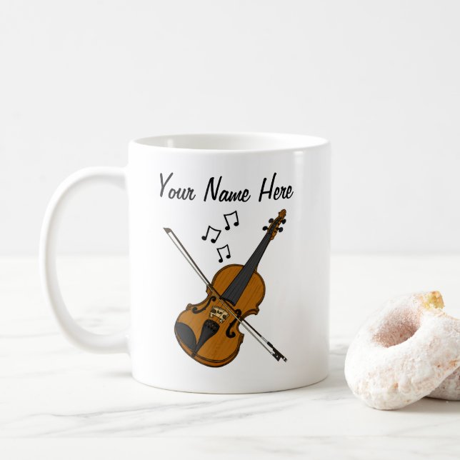 Violin Custom Mug Violinist Musician Gift (With Donut)