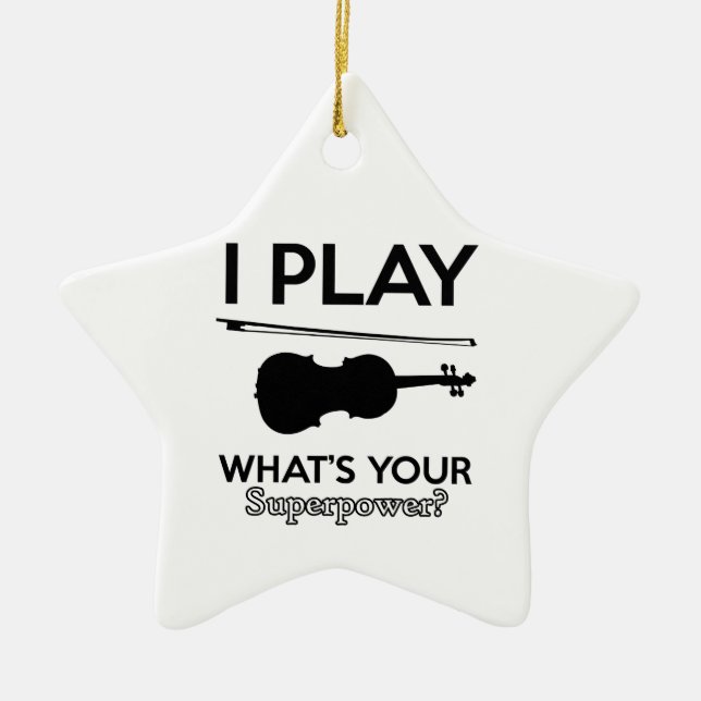 violin designs ceramic tree decoration (Front)